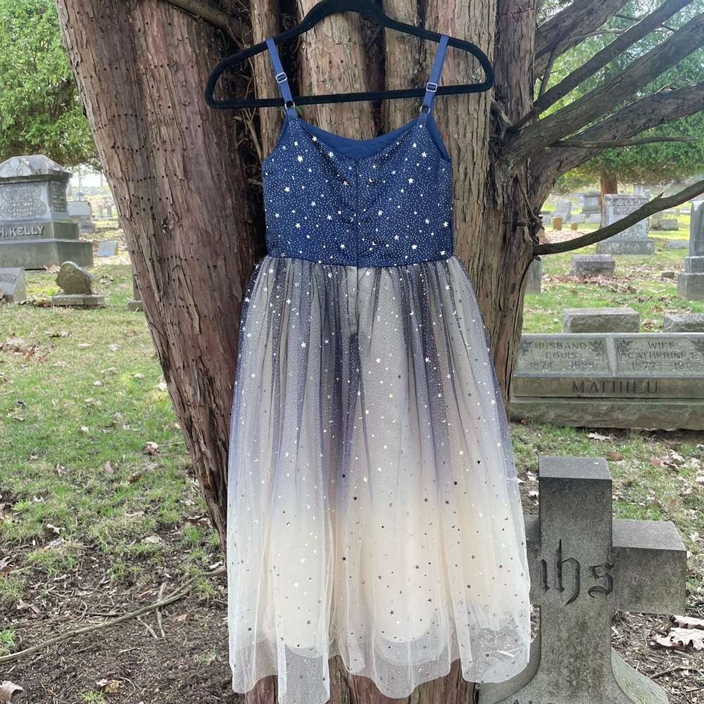 Sparkling Blue and White Tulle Dress